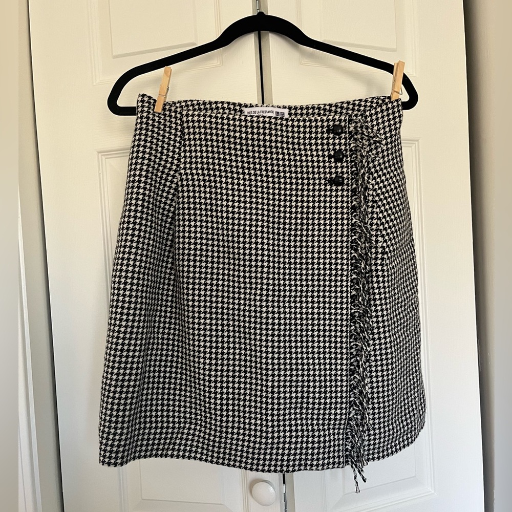 Uniqlo Ines De La Fressange Black and White Houndstooth Mini Skirt Size 6